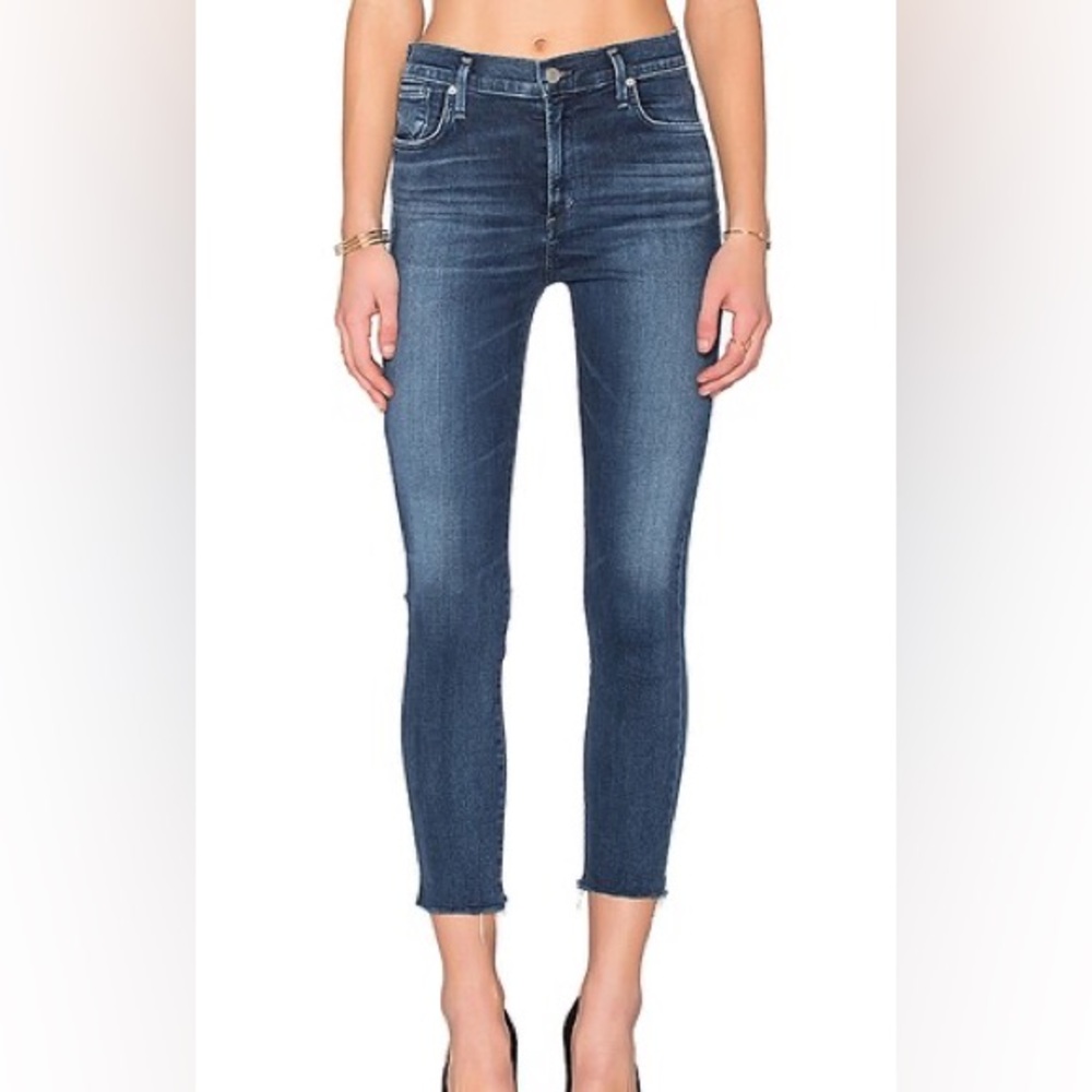 Agolde Revolve Sophie High Rise Raw Hew Crop Denim Jeans